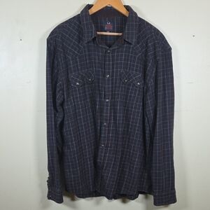 Moonshine Spirit Brad Paisley Mens Pearl Snap Flannel Shirt XXLarge Blue